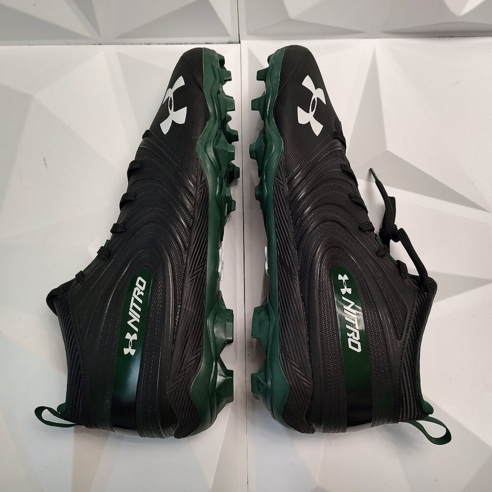 Under Armour Mens Football Cleat 16 Black Green Shoe Lacrosse Nitro Mid MC - Picture 8 of 10